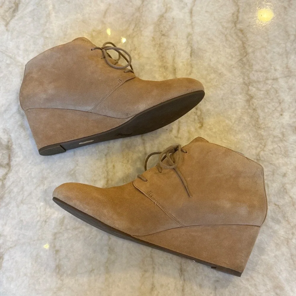 Vionic Becca Lace Up Wedge Ankle Booties Suede‎ Orthotic Arch Support Comfort 10